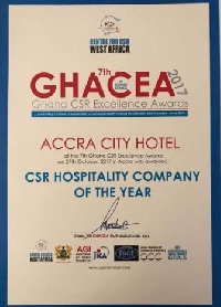 Accra City Hotel has been adjudged the CSR Hospitality Company of the Year in Ghana