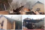 Scenes from Ejura police station after youth set it ablaze