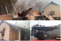 Scenes from Ejura police station after youth set it ablaze