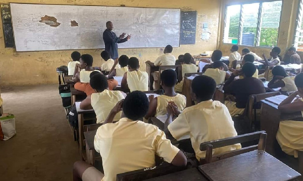 MP Richard Gyan Mensah teaching at his alma mater, Apam SHS