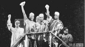 Kwame Nkrumah and the Big Six during the declaration of Ghana Independence