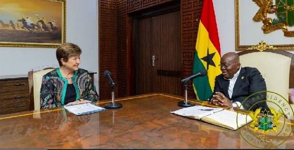 Kristalina Georgieva (L) and Akufo-Addo