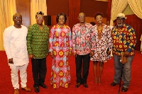Minister of Tourism, Arts and Culture, Catherine Afeku with some Ghanaian actors