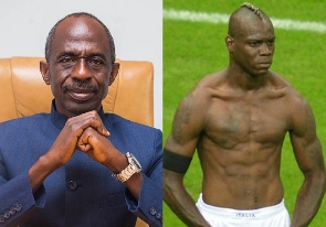 L-R NDC's general secretary, Asiedu Nketiah and Ex-Man City Mario Balotelli