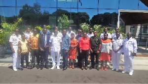Group photo of ARII, Ghana Navy leadership and Doctors in the Gap