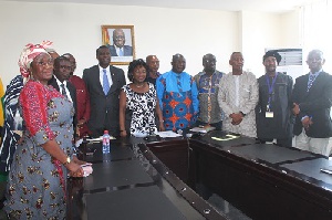 Madam Cecilia Dapaah (sixth from right) with the committee members