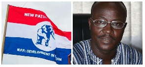 NPP flag with former NPP General Secretary, Nana Ohene Ntow