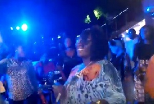 Dzifa Gomashie dancing during the launch of the Ahyesi album