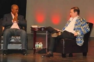 John Mahama in a conversation with Andrew Solomon (right)