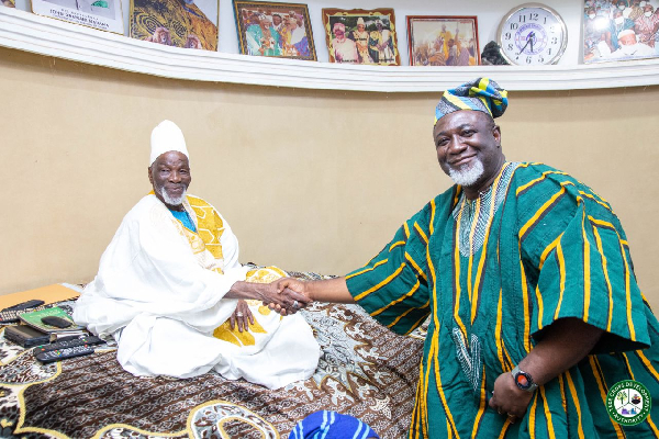 Dr Andy Osei Okrah (R) with His Royal Majesty N-Dan Ya-Na Abukari II (L)