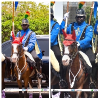 The late P/H Corporal Queen Mother mounted by her rider during a state function