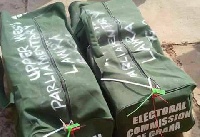 EC branded bags containing ballot papers