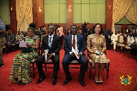Jean Mensa, (far right), was sworn in by Pres. Akufo-Addo together with her deputies