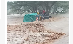 Eight people were rescued from a sinking lorry in northern Kenya on Thursday