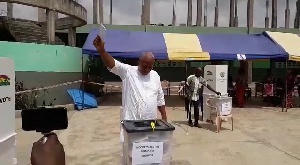 Prof. Joshua Alabi, NDC flagbearer hopeful has finally voted