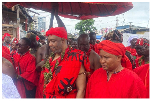 King Tackie Teiko Tsuru II, with Nii Doku III, Supreme Head of Gbese Somnenaa