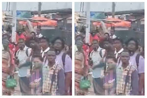 A photo of the stranded commuters