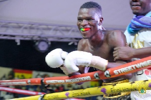 Richard Commey after his first fight at the Bukom Boxing Arena