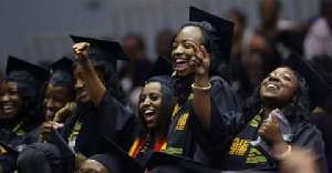 A group of university graduates during a graduation ceremony