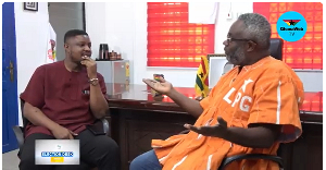 Kofi Akpaloo seated with GhanaWeb's Mawuli Ahorlumegah