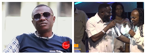 A photo collage of Pastor Love, Daddy Lumba and Ofori Amponsah on stage