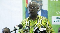 Thomas Kusi Boafo addressing the media at the press briefing in Accra