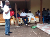 Vice President Kwesi Amissah-Arthur addressing some people at Prestea