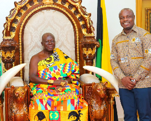 Prof John Kwaku Mawutor with the Asantehene at the Manhyia Palace