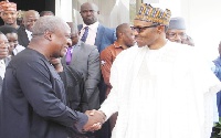 File photo of President Muhammadu Buhari and President John Mahama