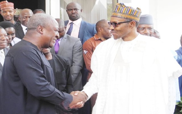 File photo of President Muhammadu Buhari and President John Mahama