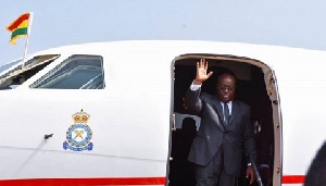 President Nana Addo Dankwa Akufo-Addo waving from a plane