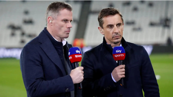 Gary Neville and Jamie Carragher work as pundits for Sky Sports