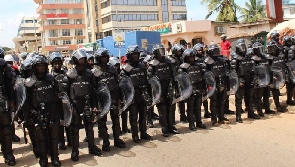 There was heavy police deployment for the Tuesday protest