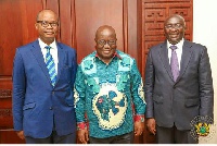 President Akufo-Addo with the new BoG Governor and Dr Bawumia