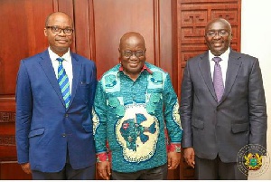 President Akufo-Addo with the new BoG Governor and Dr Bawumia