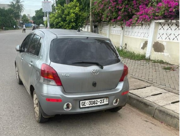 Asagei Bataasoma's Toyota Vitz car number GE 3082-23