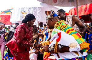 Ohempon Dr Yeboah Asiamah Exchanging Pleasanteries With Professor Naana Jane