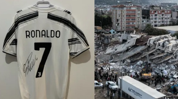 Ronaldo's signed shirt will be auctioned to raise funds to support the victims