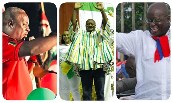 Will Ayariga [M] endorse John Mahama [L] of the NDC or Akufo-Addo [R] of the NPP?