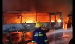 Watch as fire reduces VIP bus to ashes on Kumasi-Sunyani road