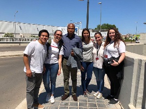 Samuel Okudzeto Ablakwa with some of the Ghanaian migrants in Valencia