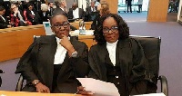 Marietta Brew Appiah-Oppong in ITLOS court room with Attorney General, Gloria Akuffo