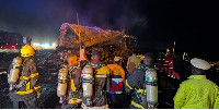Fire fighters ate the accident scene