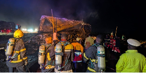 Fire fighters ate the accident scene