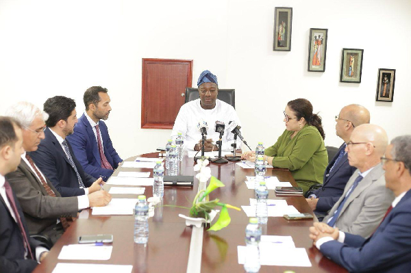 Mahama Ayariga addressing the Moroccan Ambassador and her delegation