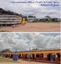 Hiawoanwu African Faith Basic School, before and after construction