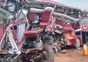 A bus involved in a crash
