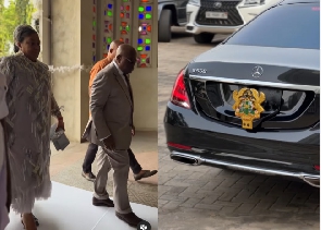 Akufo-Addo and Rebecca arrive for the chruch service in Accra