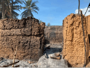 Some houses that have been destroyed in Ahanta West chieftaincy clash