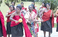 Members of the Ghana Dance Company performing at the Padmore Library
